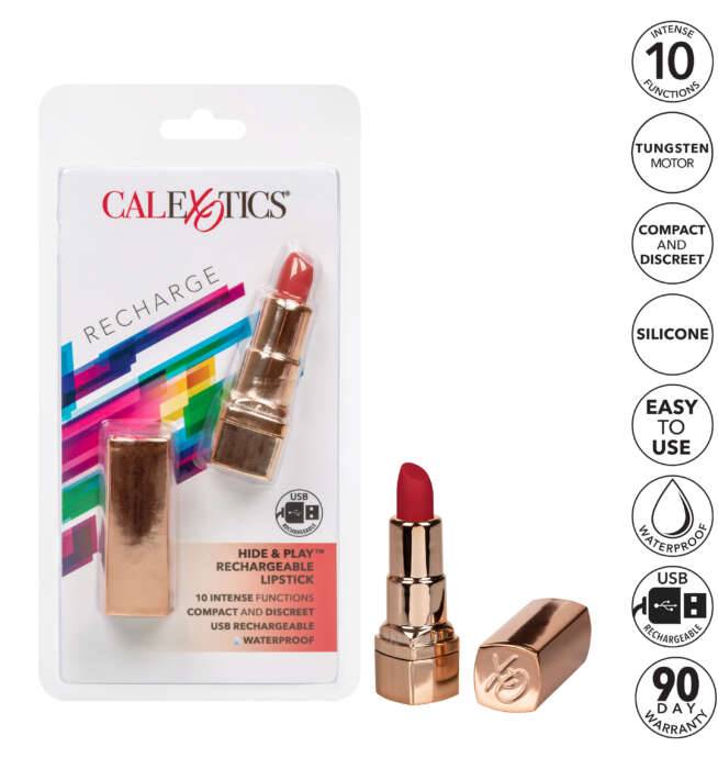 Calexotics Hide & Play™ Rechargeable Lipstick - Red - Image 11