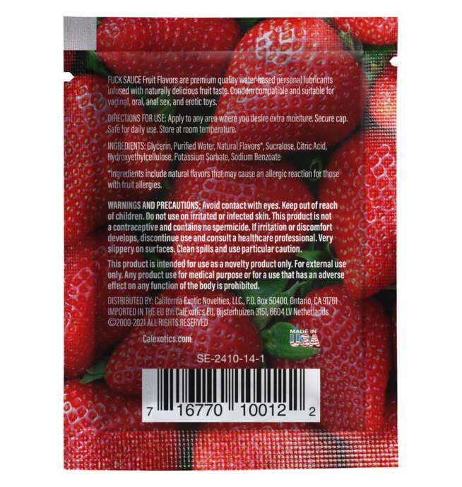 Calexotics Fuck Sauce™ Flavored Water-Based Personal Lubricant - Strawberry .17 fl. oz. sachet - Image 2