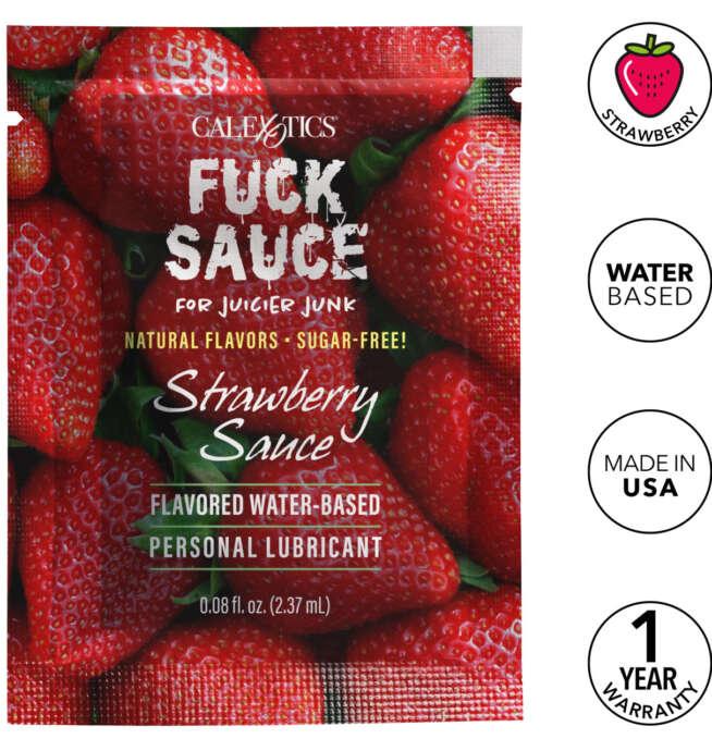 Calexotics Fuck Sauce™ Flavored Water-Based Personal Lubricant - Strawberry .17 fl. oz. sachet - Image 3