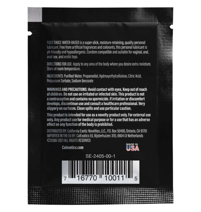 Calexotics Fuck Sauce™ Water-Based Personal Lubricant .17 fl. oz. sachet - Image 2