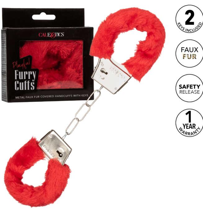 Calexotics Playful Furry Cuffs - Red - Image 6