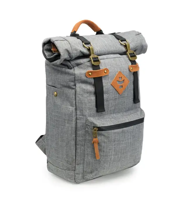 Revelry The Drifter – Crosshatch Grey – Smell Proof Rolltop Backpack