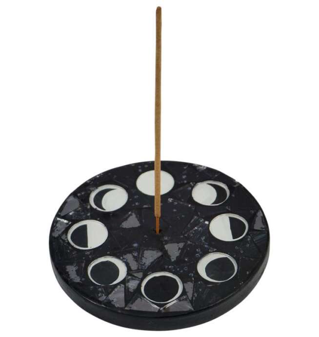 Round Mosiac Moon Phase Incense Holder