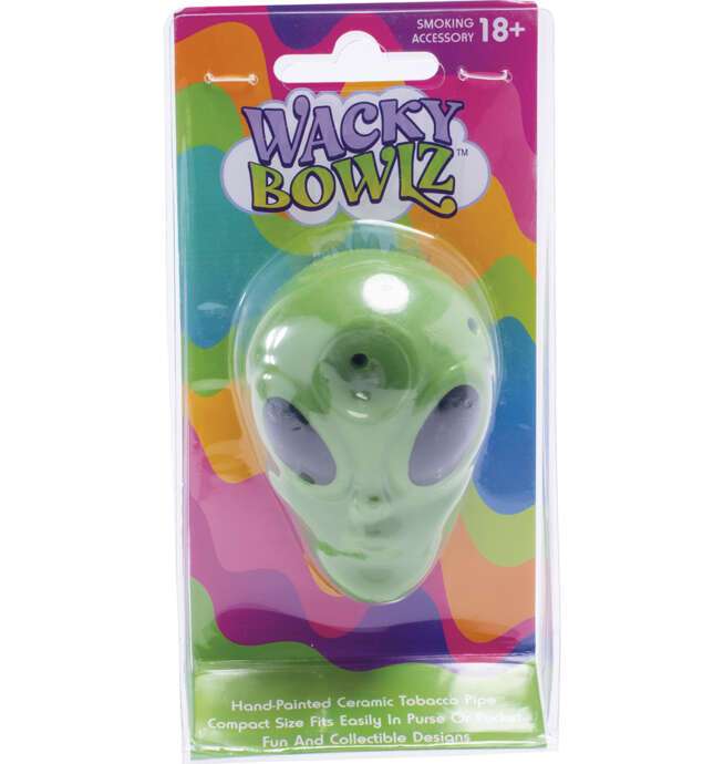 3.5" Green Alien Ceramic Pipe - Wacky Bowlz