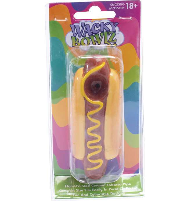 3.5" Hotdog Ceramic Pipe - Wacky Bowlz