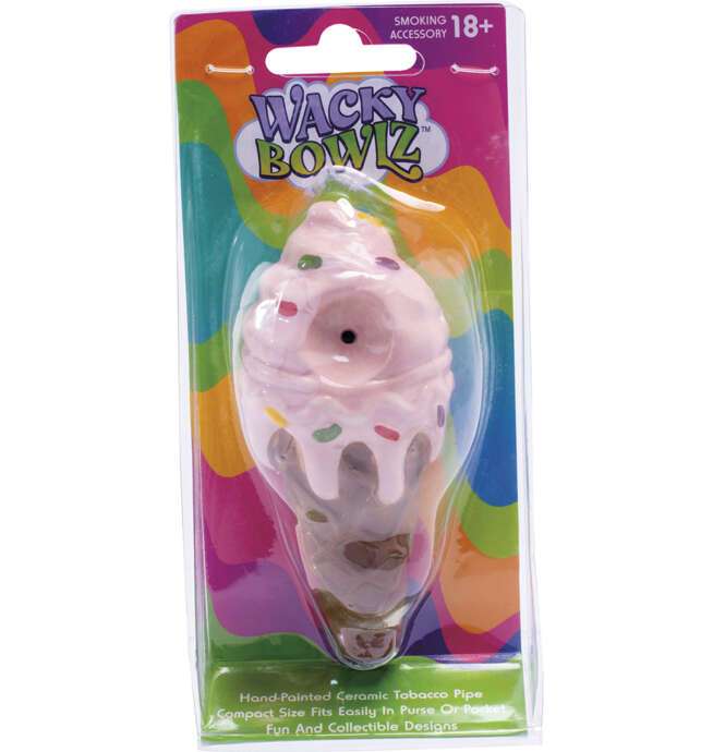 3.5" Pink Ice Cream Ceramic Pipe - Wacky Bowlz