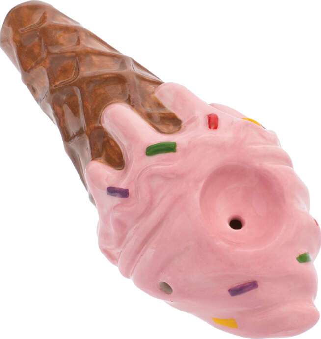 3.5" Pink Ice Cream Ceramic Pipe - Wacky Bowlz - Image 2