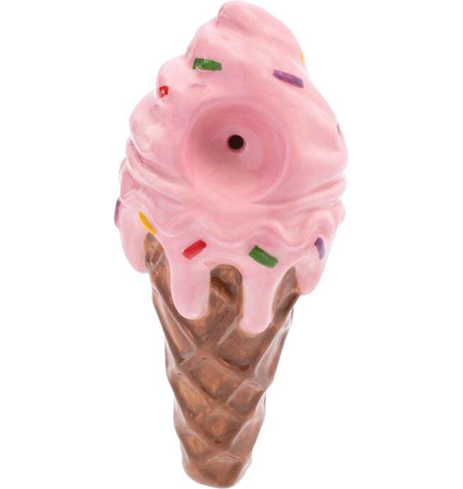 3.5" Pink Ice Cream Ceramic Pipe - Wacky Bowlz - Image 3