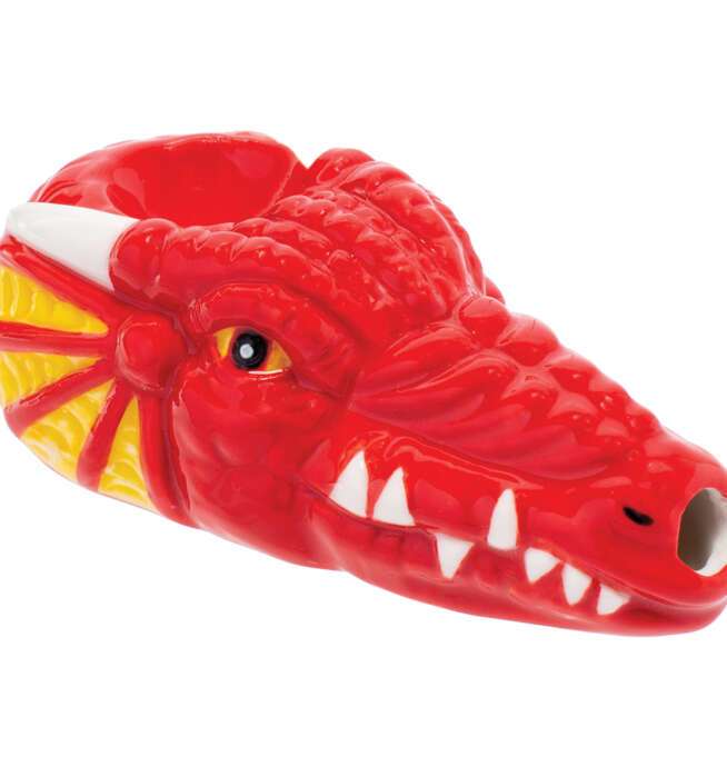 3.5" Red Dragon Ceramic Pipe - Wacky Bowlz - Image 4