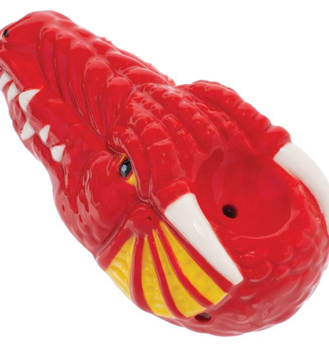 3.5" Red Dragon Ceramic Pipe - Wacky Bowlz - Image 3