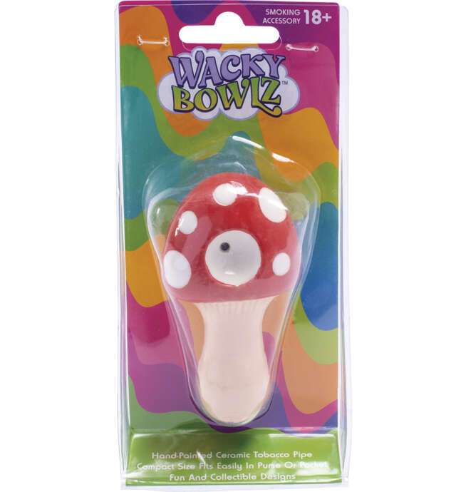 3.5" Red Mushroom Ceramic Pipe - Wacky Bowlz