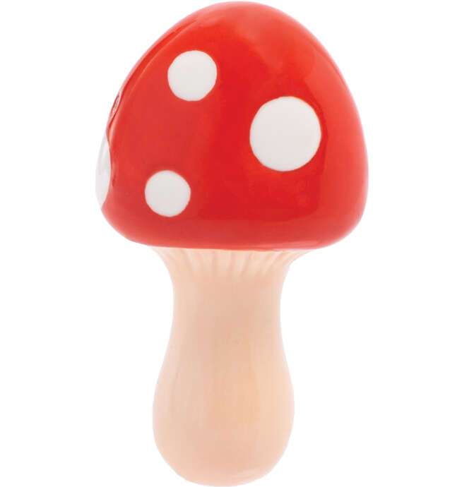 3.5" Red Mushroom Ceramic Pipe - Wacky Bowlz - Image 3