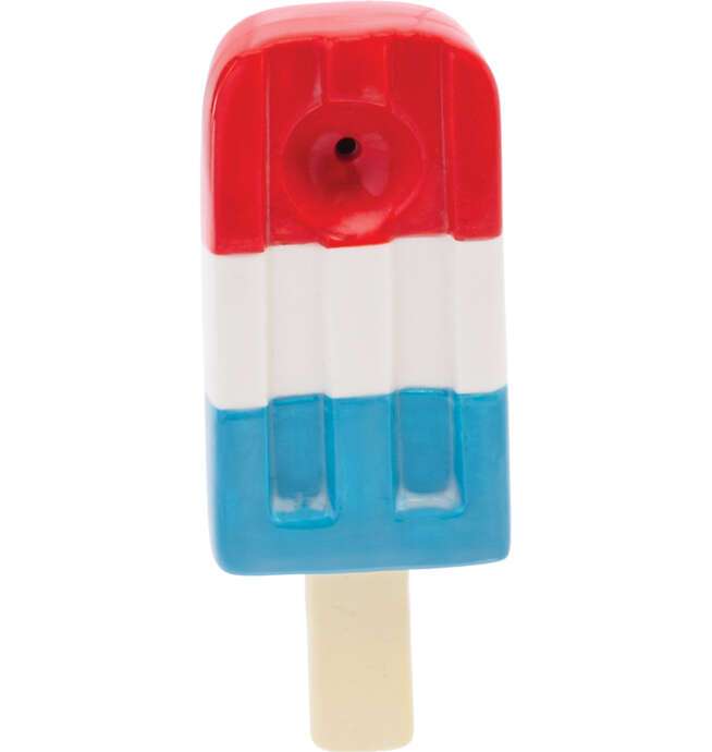 3.5" Red White & Blue Popsicle Ceramic Pipe - Wacky Bowlz - Image 2