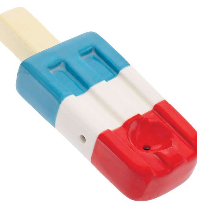 3.5" Red White & Blue Popsicle Ceramic Pipe - Wacky Bowlz - Image 3