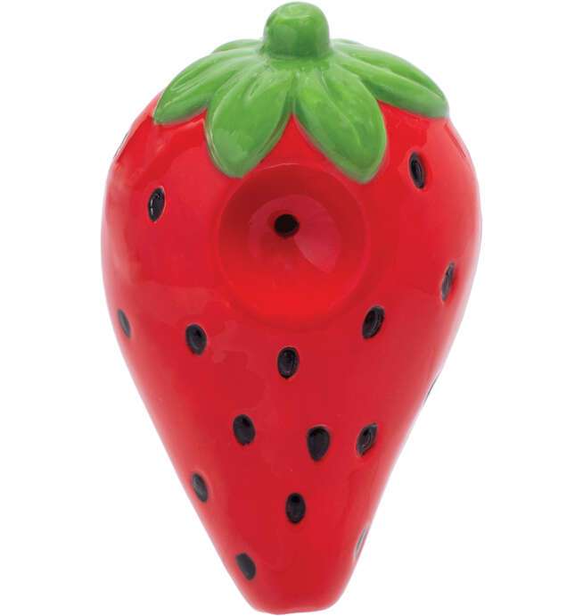 3.5" Strawberry Ceramic Pipe - Wacky Bowlz - Image 2