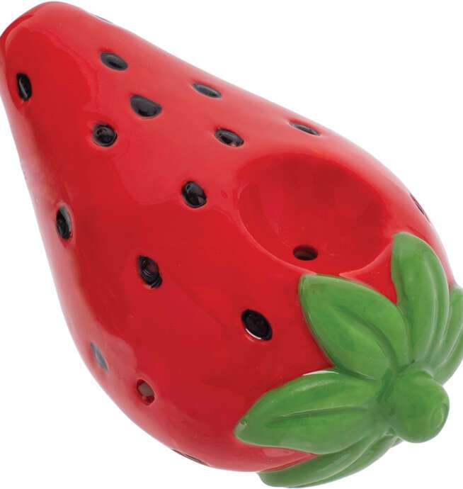 3.5" Strawberry Ceramic Pipe - Wacky Bowlz - Image 3