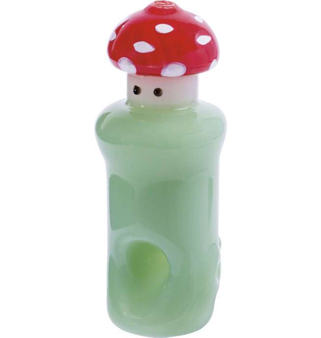 3.75in Red Top Mushroom Green Hand Pipe - Image 2