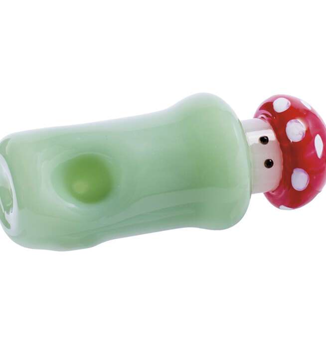 3.75in Red Top Mushroom Green Hand Pipe - Image 3