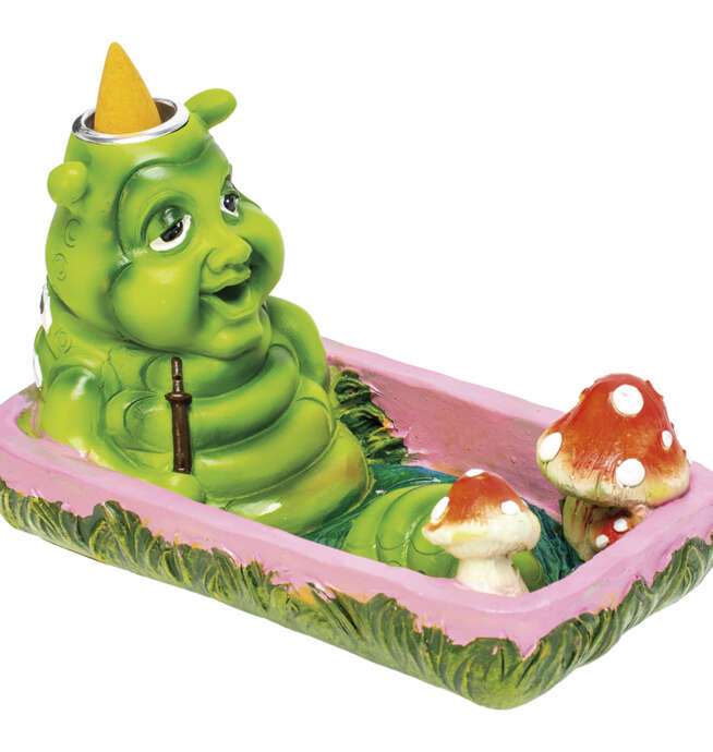 Alice Caterpillar Bathing Mushroom Dual Incense Burner 5in - Image 5