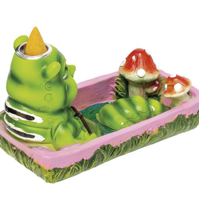 Alice Caterpillar Bathing Mushroom Dual Incense Burner 5in - Image 6