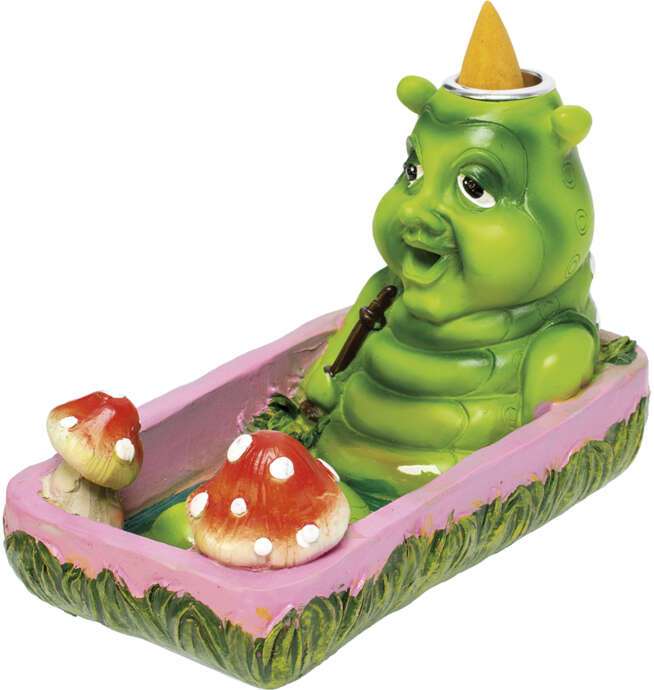 Alice Caterpillar Bathing Mushroom Dual Incense Burner 5in - Image 7