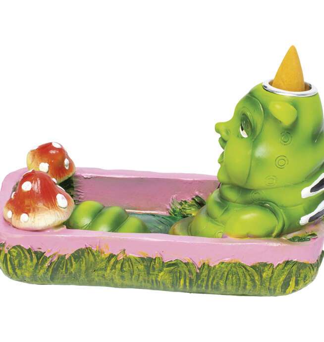 Alice Caterpillar Bathing Mushroom Dual Incense Burner 5in - Image 8