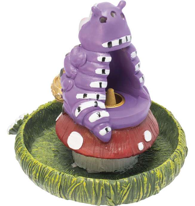 Alice Caterpillar Sitting Mushroom Dual Incense Burner 5in - Image 2