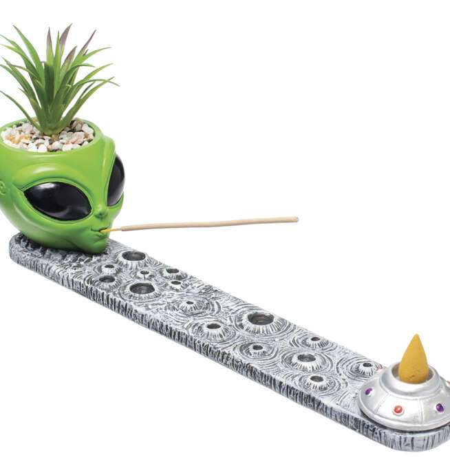 Alien Incense Burner with Plant 12.5in