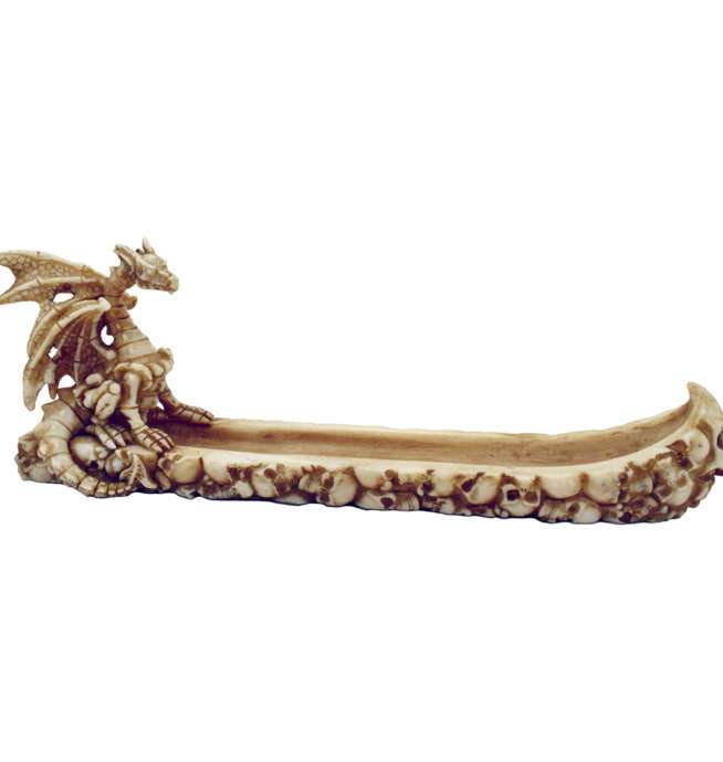 Bone Dragon Skull Graveyard Polystone Incense Burner 12in