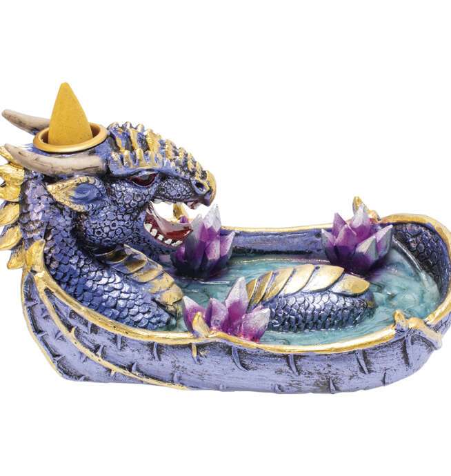 Dragon Bathing Crystal Dual Incense Burner 6in - Image 4