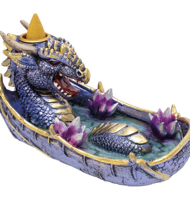 Dragon Bathing Crystal Dual Incense Burner 6in - Image 2