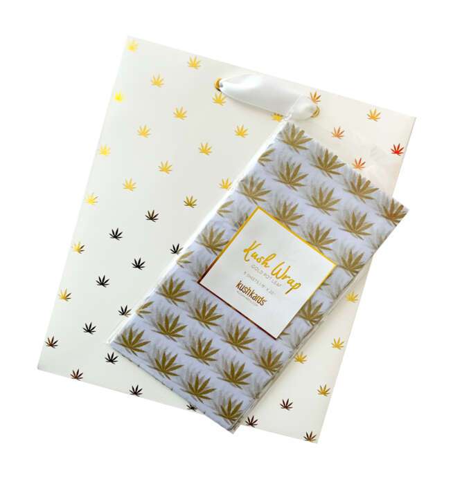 KushKards Gift Wrap – White/Gold