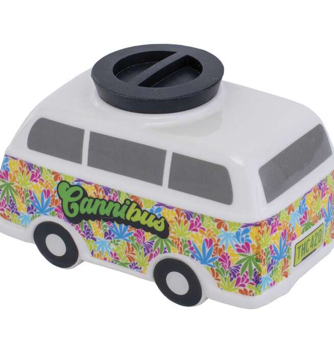 Large Hippie Bus Ceramic Storage Jar 5"