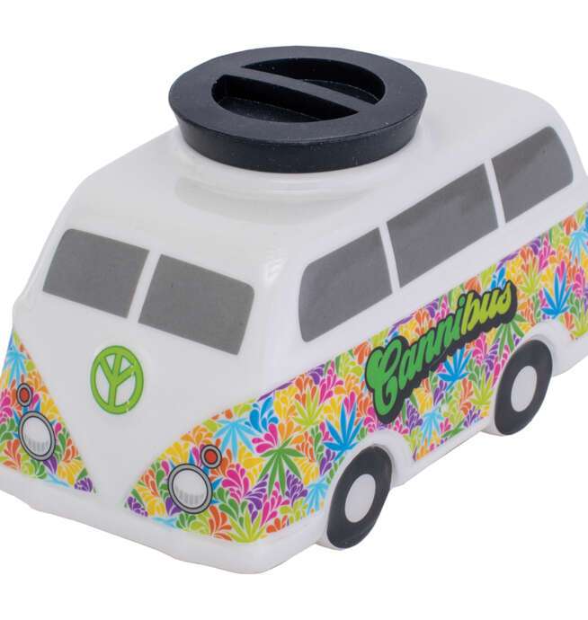 Large Hippie Bus Ceramic Storage Jar 5" - Image 2