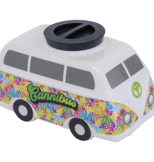 Large Hippie Bus Ceramic Storage Jar 5" - Image 4