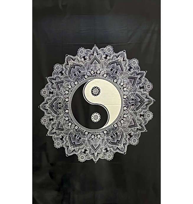 Medium BW Yin Yang Jaal Gad Tapestry - 54in x 86in