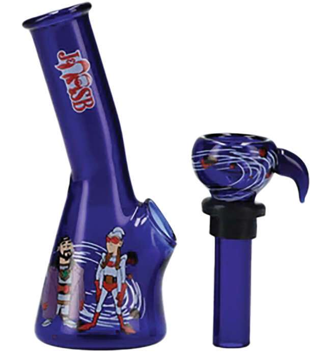 Mini Blue Herb Water Pipe 4.3in - Jay & Silent Bob