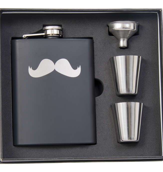 Painting Hip Flask 8oz, 2 Cups & Funnel