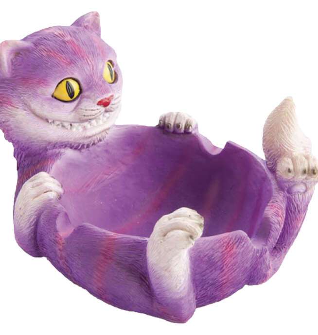 Purple Trippy Cat Polystone Ashtray