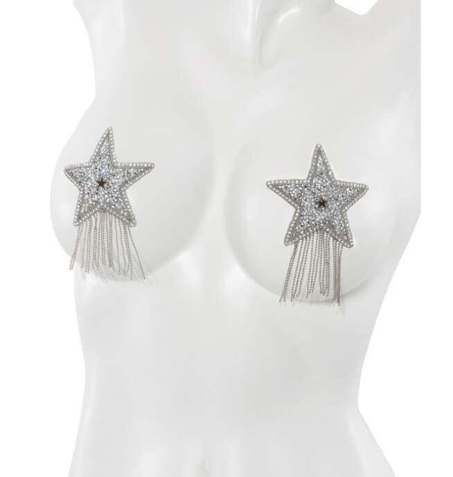 Rhinestone Star Pasties Silver O/S