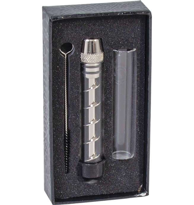 Silver Twisty Pipe/ Cleaning Tools W/ Gift Box