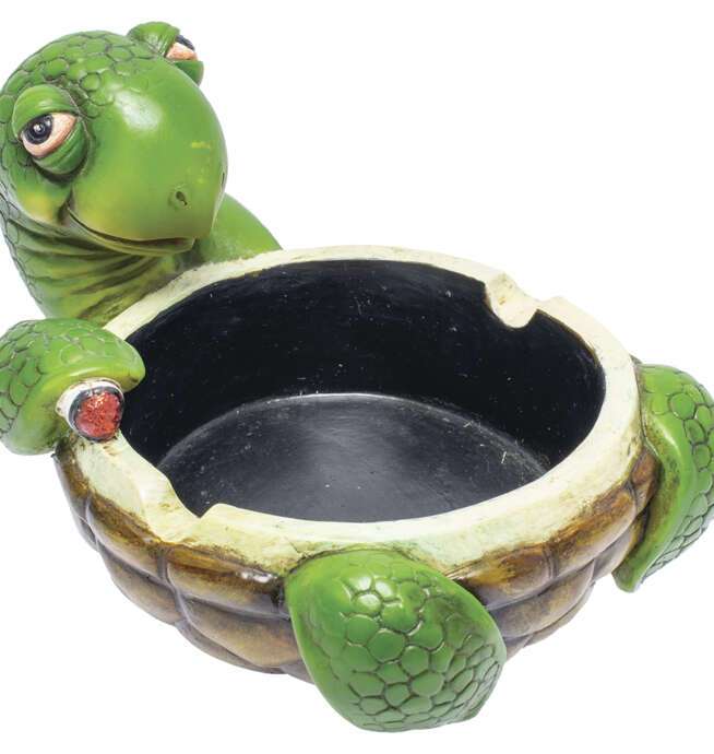 Stoned Turtle Polystone Ashtray 6in