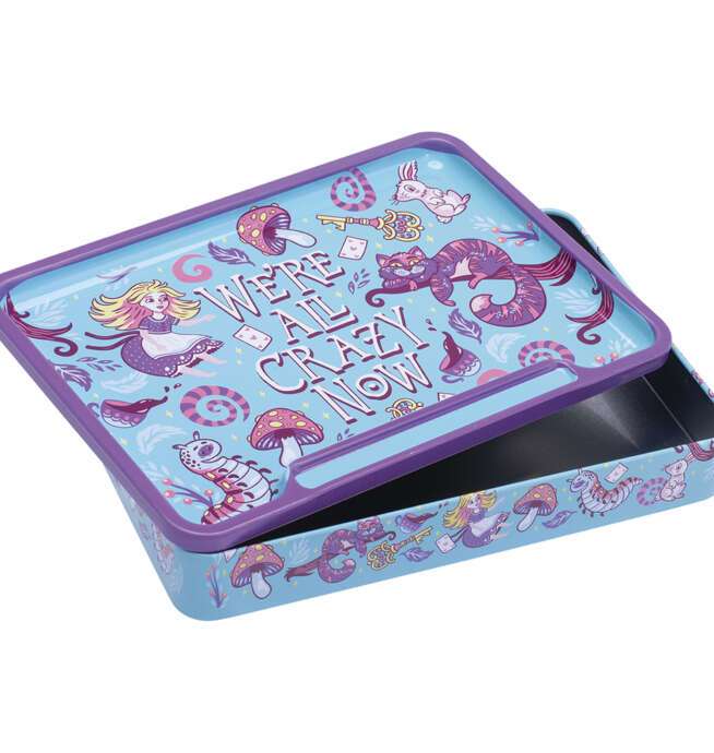 Tin Stash Box & Rolling Tray 8in - Trippy Alice - Image 8