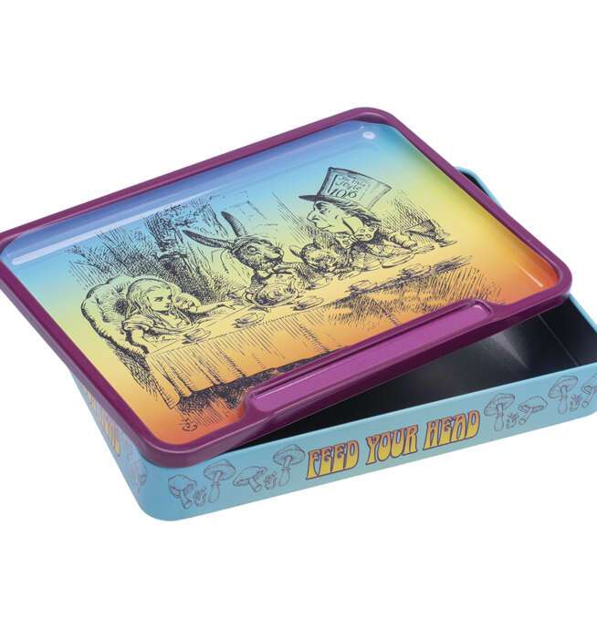 Tin Stash Box & Rolling Tray 8in - Trippy Alice - Image 7