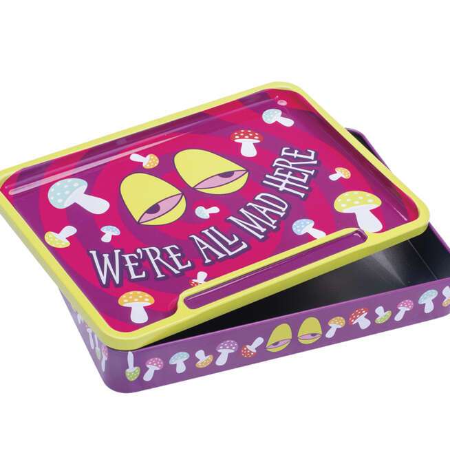 Tin Stash Box & Rolling Tray 8in - Trippy Alice - Image 6