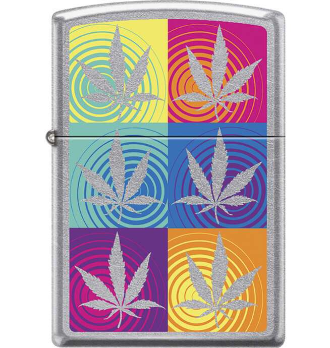 Zippo Colorful Chrome Cannabis Leaves