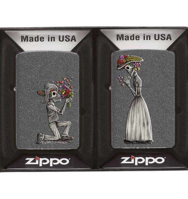 Zippo Iron Stone Day of the Dead Gift Set