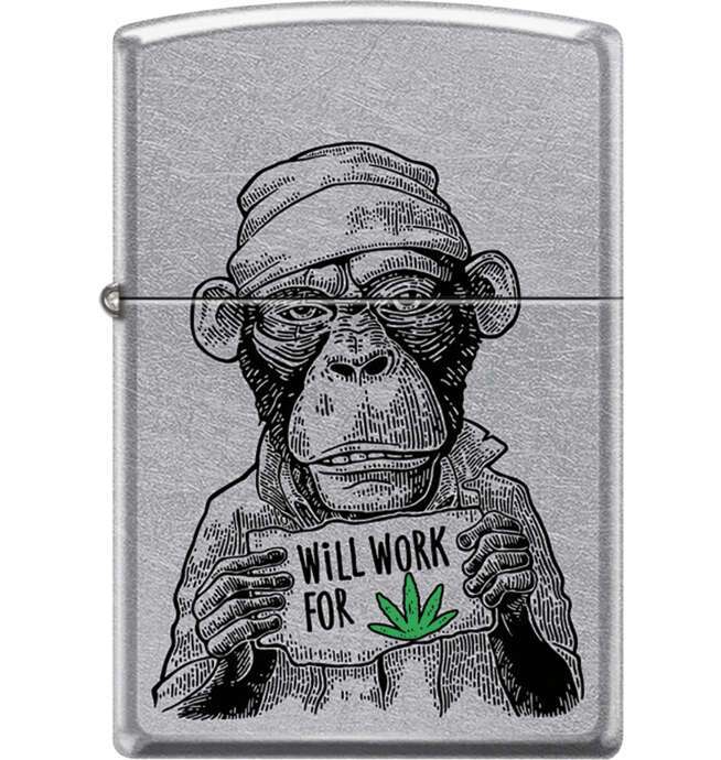 Zippo Monkey in Hat "Working for Weed"