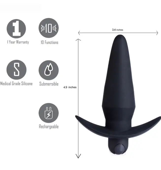 CODY USB Rechargeable Silicone 10-Function Vibrating Anal Plug - Image 3