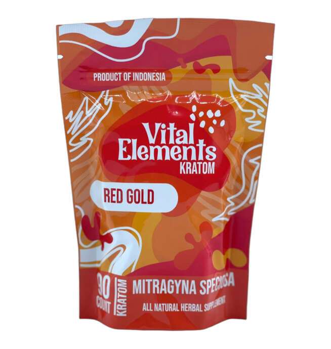 Vital Elements Kratom Red Gold 90 Count Capsules